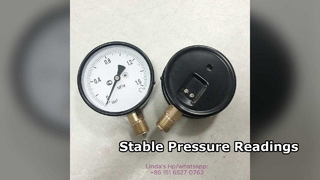 4" 100 mm zwarte stalen kast, messing binnenkant en schroefdraad, 0 ~ 1,6 MPa.M20 * 1,5 wijzerplaat verticaal.