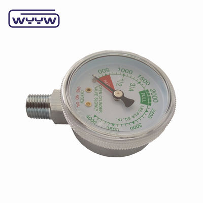 Fabrieksprijs 0-4000psi gechromeerde medische toepassing geen olie bodem inloop 50mm gechromeerde zuurstofcilinder drukmeter