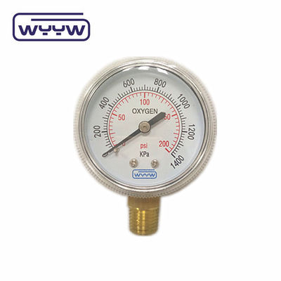 Fabrieksprijs 0-4000psi gechromeerde medische toepassing geen olie bodem inloop 50mm gechromeerde zuurstofcilinder drukmeter