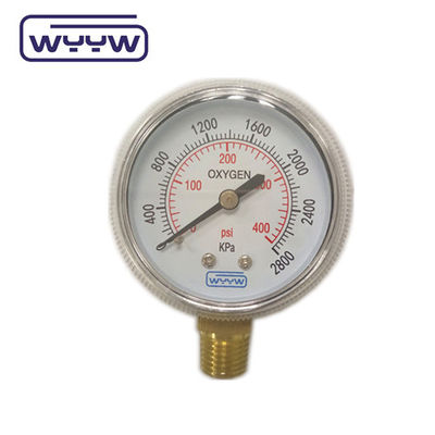Fabrieksprijs 0-4000psi gechromeerde medische toepassing geen olie bodem inloop 50mm gechromeerde zuurstofcilinder drukmeter