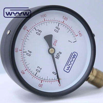 100 mm Water Algemene Commerciële Drukmeter Manometer Bottom Mount