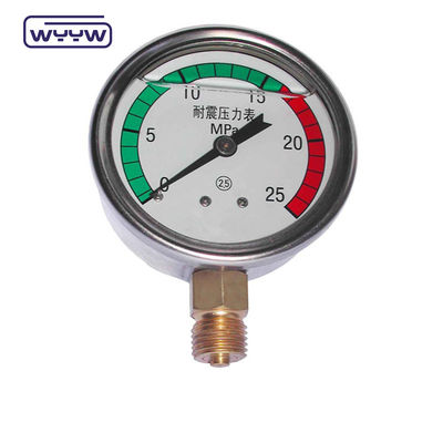 CE-goedkeuring EN837-1 Glycerine Oil Filling Hydraulic 0-25 Bar G1/4&quot; Oil Filled Color Pressure Gauge