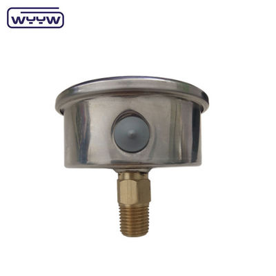 En837-1 63mm achterkant alle roestvrij staal messing bourdon buis drukmeter 0-20bar/0-300psi 1/4"NPT draad