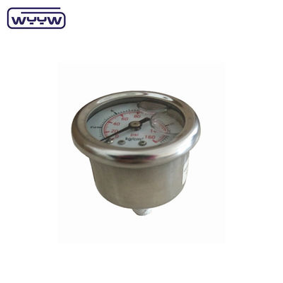 40mm ceneter back OEM 1/4&quot;bsp npt 1.5 inch gezicht glycerine gevulde drukmeter