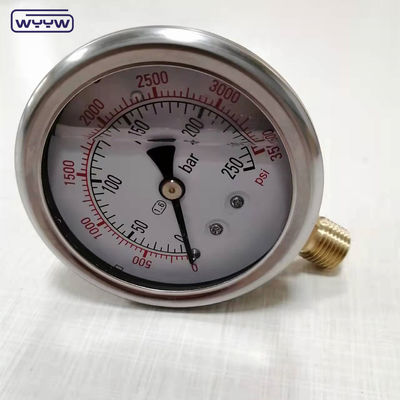 Hydraulische vloeibare glycerine gevulde staaf 100 mm onderkant 3/8&quot;BSP 1/2&quot;G drukmeters EN837-1