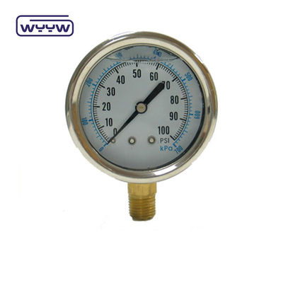 EN837-1 Glycerine 63mm 1psi 0- 600 Psi Npt 1/4 olie gevulde drukmeter