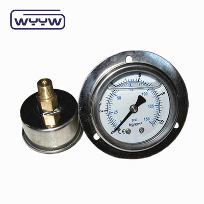 Schokweerstand Precieze 150 Psi Hydraulische drukmeter olie 400 bar Met voorflens