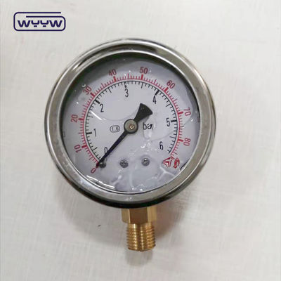 Hoogwaardige koperen aansluiting 1/4 &quot;BSP Double Scale Bar Psi EN837-1 Accurac 1.6 Vloeistof gevulde drukmeter