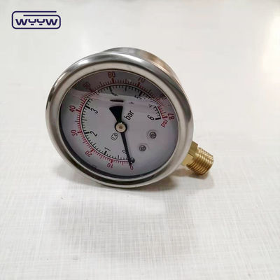 Hoogwaardige koperen aansluiting 1/4 &quot;BSP Double Scale Bar Psi EN837-1 Accurac 1.6 Vloeistof gevulde drukmeter