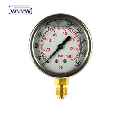 Fabriekslevering DN65 Hoog antiseismisch roestvrij staal 2,5 inch 1/4 &quot;NPT vloeibare olie diesel drukmeter