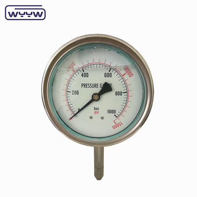 Hydraulische manometerdrukmeter met koperen binnenkant en roestvrijstalen behuizing Mpa Psi