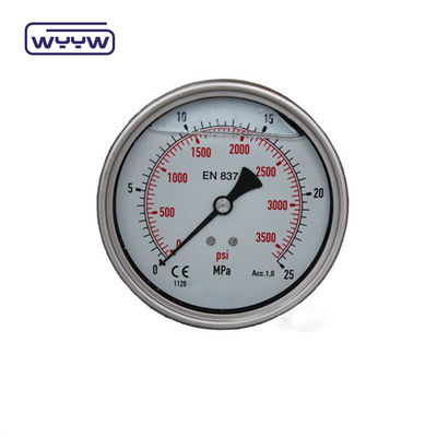 63mm EN837-1 hydraulisch water 0-10bar/psi axiale inlaat olie glycerine gevulde drukmeter 2,5&quot; manometer