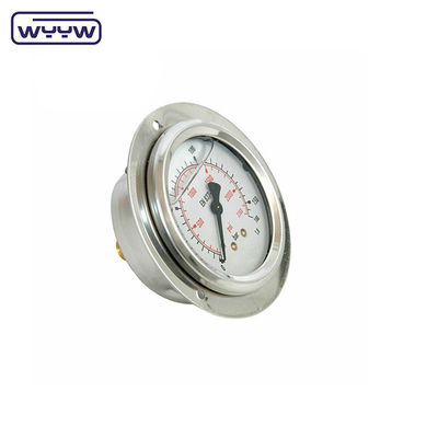 Flanke 63 mm dubbele schaal schokbestendige graad 2,5% nauwkeurig manometer hydraulische drukmeter 16 bar