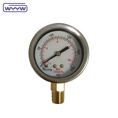 Glycerine gevulde 2 &quot; drukmeter Manometer Onderaan / Achterkant En panel montage