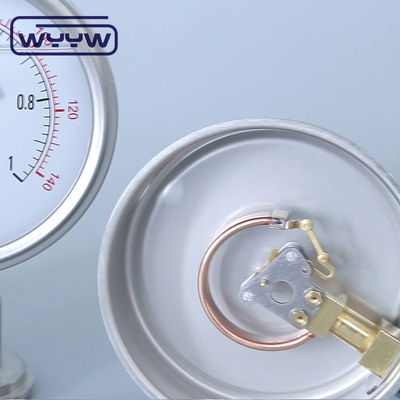 100 mm Olie draad Gekroomd Bourdon buis Type Drukmeter Bottom Mount