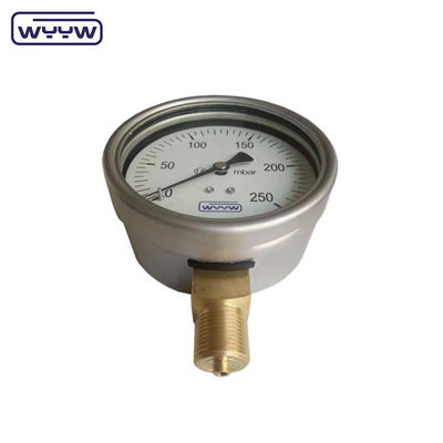 China fabriek capsule drukmeter 100mm mbar ss geval messing verbinding 1/2 &quot;bsp cmh2o lage druk manometer