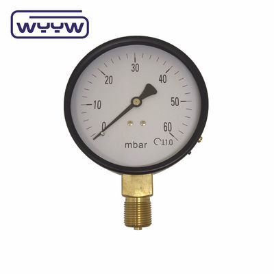 Laag manometer SS 63mm InH2O WC-drukmeter Mbar Bellows-drukmeter