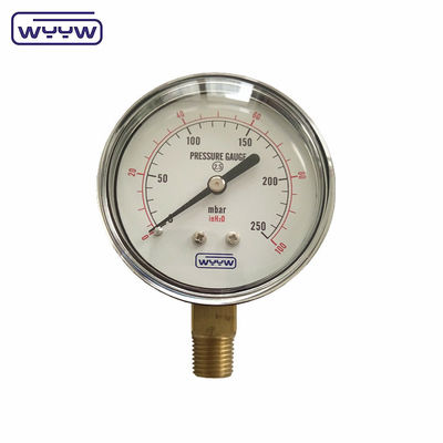 150mbar Low Bellows Type Pressuremeter Manometer 63mm Bottom Mount