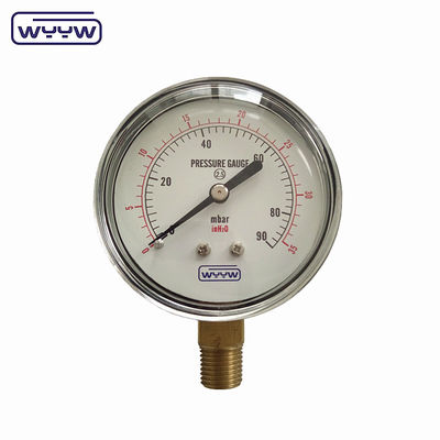 150mbar Low Bellows Type Pressuremeter Manometer 63mm Bottom Mount