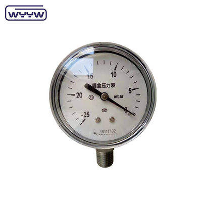 MMWC &amp; Mbar 63mm Capsule Pressure Gauge Manometer Roestvrij staal materiaal