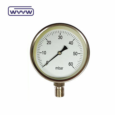 100 mm, allemaal van roestvrij staal, drukmeter voor bajonetten, Bellows Gasdrukmeter Mbar