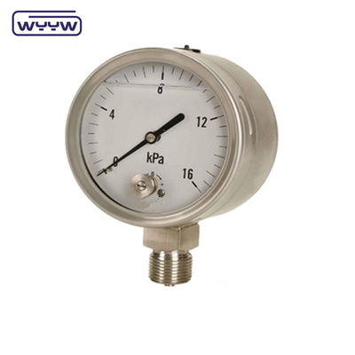 0-15 Kpa MmAq Capsule Pressure Gauge Onderverbinding van roestvrij staal
