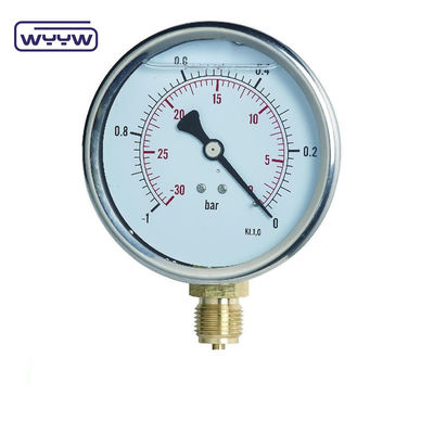 SS304 Hoofdstuk samengestelde meter drukmeter radiale richting -1-1bar -15-15psi 100 mm olie vullen