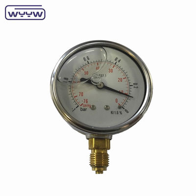SS304 Hoofdstuk samengestelde meter drukmeter radiale richting -1-1bar -15-15psi 100 mm olie vullen