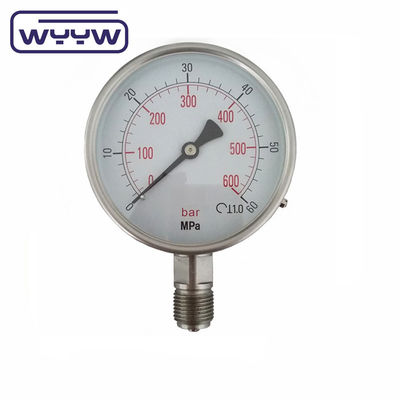 4&quot; alle roestvrij staal drukmeter 0-100bar 100mm SS304 droge zuurstof manometer