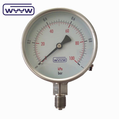 Droog SS304 Bourdon Sedeme drukmeter Achterverbinding 4' Grootte