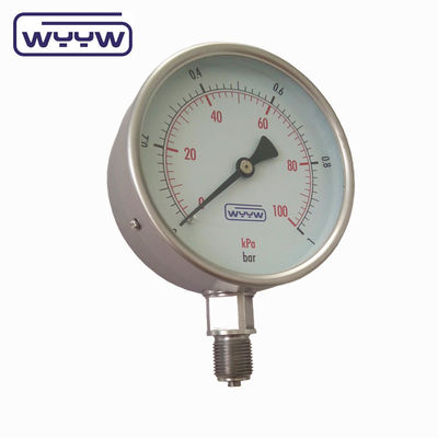 Droog SS304 Bourdon Sedeme drukmeter Achterverbinding 4' Grootte