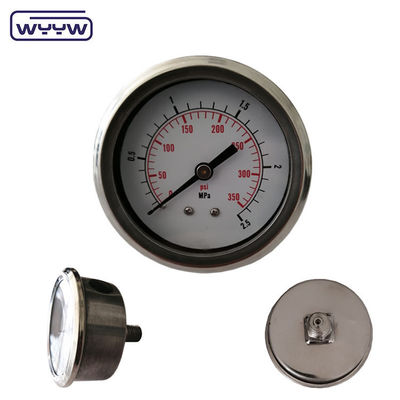 63 mm vloeistof gevulde drukmeter van roestvrij staal schokbestendig 1/4&quot; Bsp Back Connection