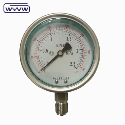 Industriële drukmeter van roestvrij staal, schokbestendige glycerinemanometer YTN-100H