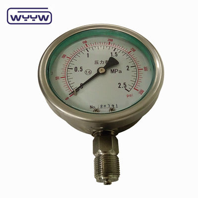 Industriële drukmeter van roestvrij staal, schokbestendige glycerinemanometer YTN-100H