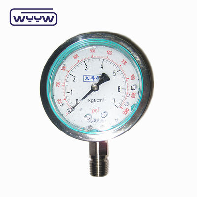 Industriële drukmeter van roestvrij staal, schokbestendige glycerinemanometer YTN-100H