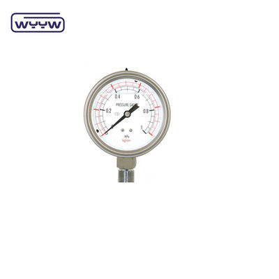 SS316 Onderste 63 mm vloeistof gevulde drukmeter Algemene manometer