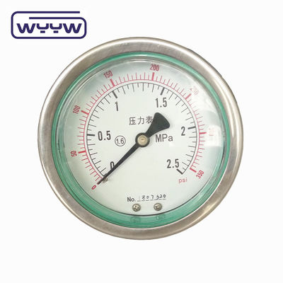 Olie gevulde 4&quot; roestvrijstalen trillingsbestendige drukmeter met een breed drukbereik van Mbar