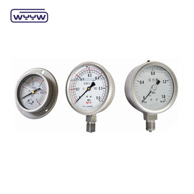 4 inch olie gevulde drukmeter van roestvrij staal met een nauwkeurigheid van 2,5%/1,6% en een draad van 1/4'PT/NPT/G/M