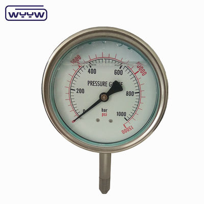 OEM ODM OBM Hoogdrukmeter Liquid Filled Utility Pressure Gauge 1000 bar