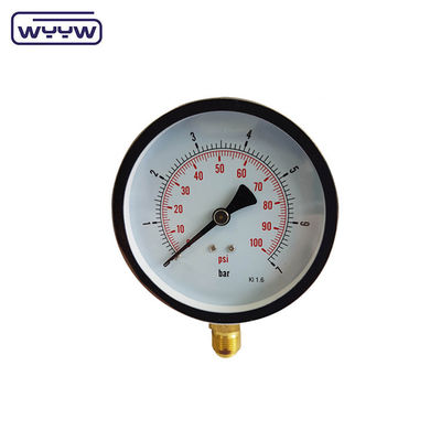 Zwart staal Precision Test Pressure Gauge 150mm Bottom Connection High Accuracy