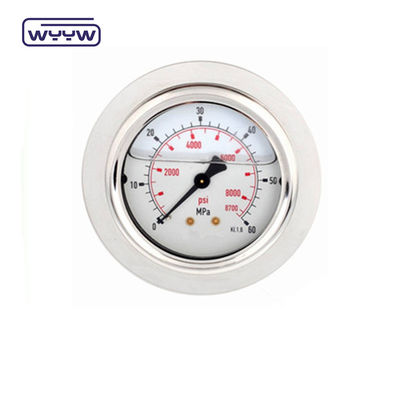 Hydraulische drukmeterflens sS304 Glycerine- of siliciumgevulde manometer
