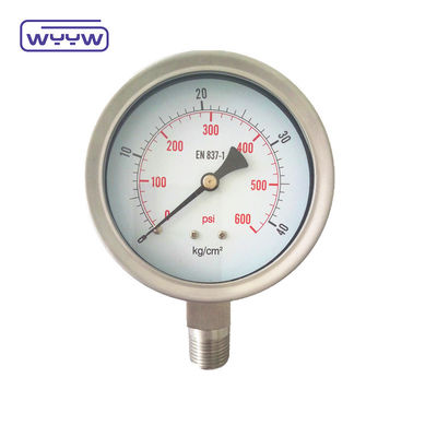 Precision Industrial Laser Welded Liquid Pressure Gauge met zwarte aluminium pointer
