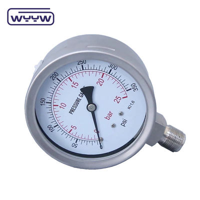 Precision Industrial Laser Welded Liquid Pressure Gauge met zwarte aluminium pointer