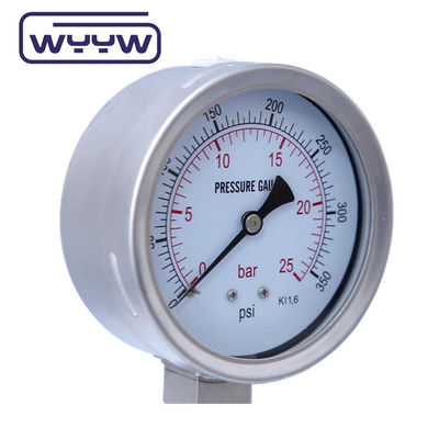 Precision Industrial Laser Welded Liquid Pressure Gauge met zwarte aluminium pointer