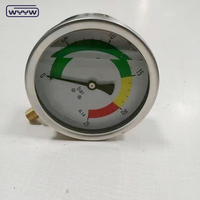 Manometer van de drukmeter van roestvrij staal met onderste verbinding van de koperen draad