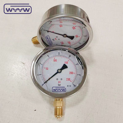 Messingbewegingsmateriaal drukmeter manometer met BSP-verbindingsgrootte en fosfor Brons Bourdon buismateriaal