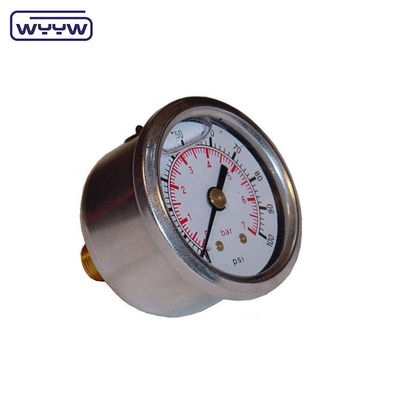 1/4' BSP draad Vloeistof gevulde drukmeter roestvrij staal Bourton buis voor industriële