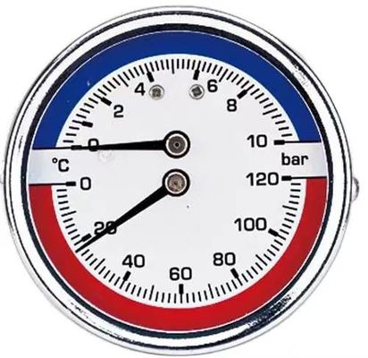 Hoge Temperatuur Drukmeter Thermomanometer met 2,5"-4" Wijzerplaat, 0-16 Bar Drukbereik en 1/4"-1/2" Aansluitmaat