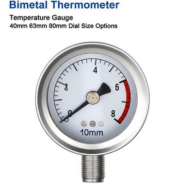 Bimetaal Thermometer Temperatuurmeter met 40mm 63mm 80mm Wijzerplaat Opties