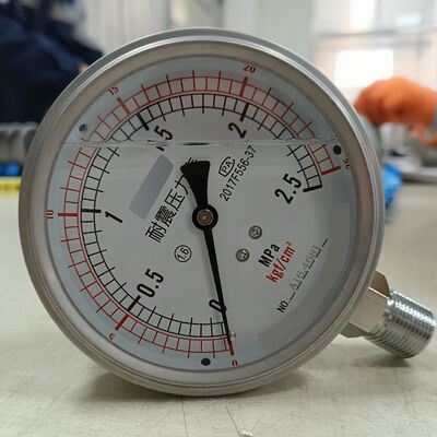 4-inch 100mm vloeistof gevulde hydraulische drukmeter met 0-2.5MPa/0-25kgf/cm2 bereik en schokbestendig ontwerp